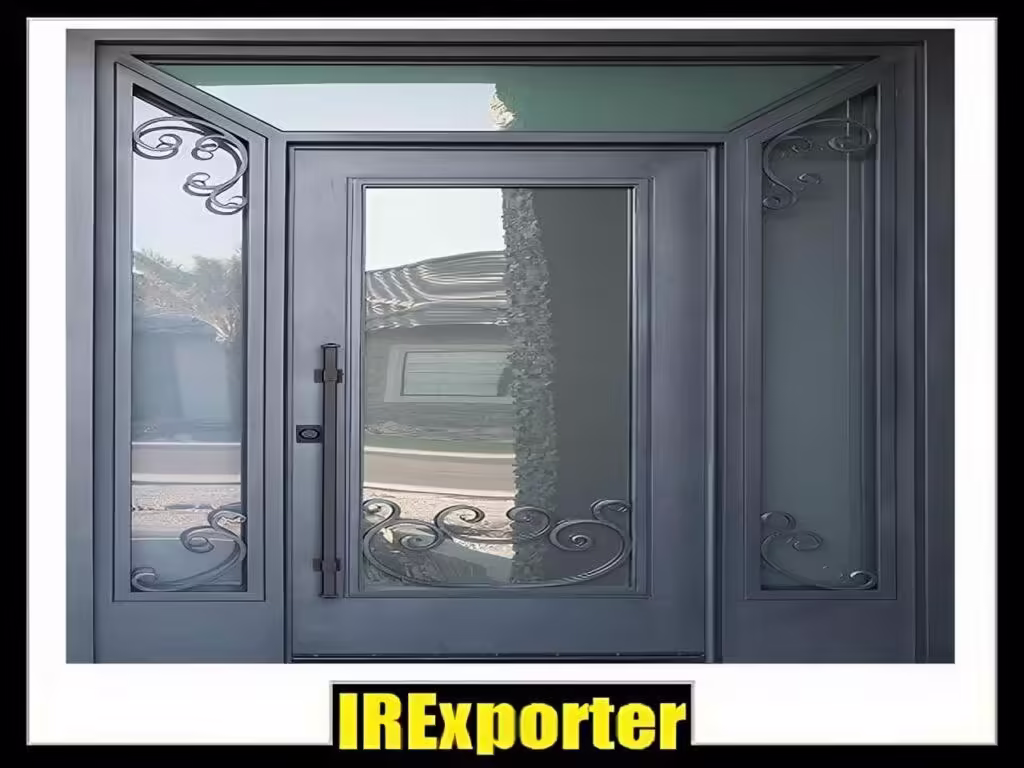 The entrance door of the classic building