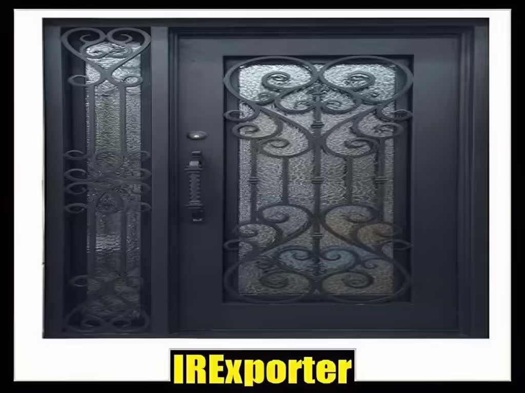 The metal door model of the entrance to the building